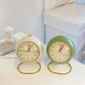 Nordic Style Alarm Clock Digital Quartz Clock Home Ornament Portable Mute Clocks with Metal Stand for Bedroom Decor