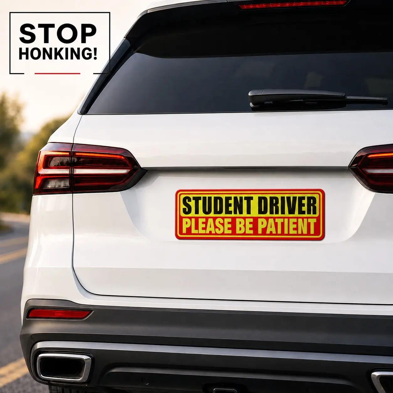 Reflective Student Driver Magnet for Car - New Driver Safety Warning Bumper Sign Decal, Highly Visible Please Be Patient Magnets for Teens, Waterproof Paint Safe, Reflective Stickers