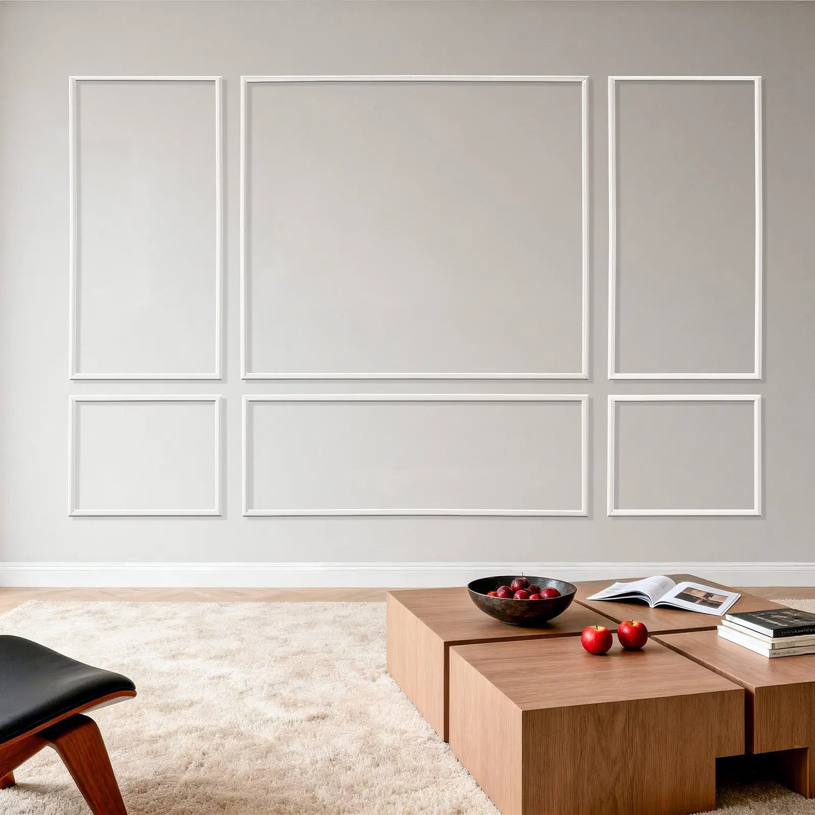 Wall Molding 3 Pack, Wainscoting Panels Kit, Lightweight Paintable Polystyrene, Easy to Install Accent Wall Trim for Interior Dcor Living Room, Bedroom, Home, White (31x63+ 31x24 in)