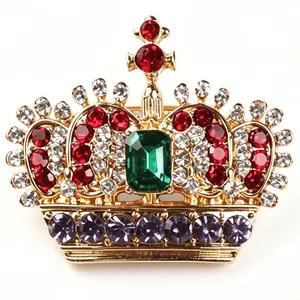 Elegant Corsage Vintage Crown Design Brooch Fashion Men Women Clothing Pin Badge