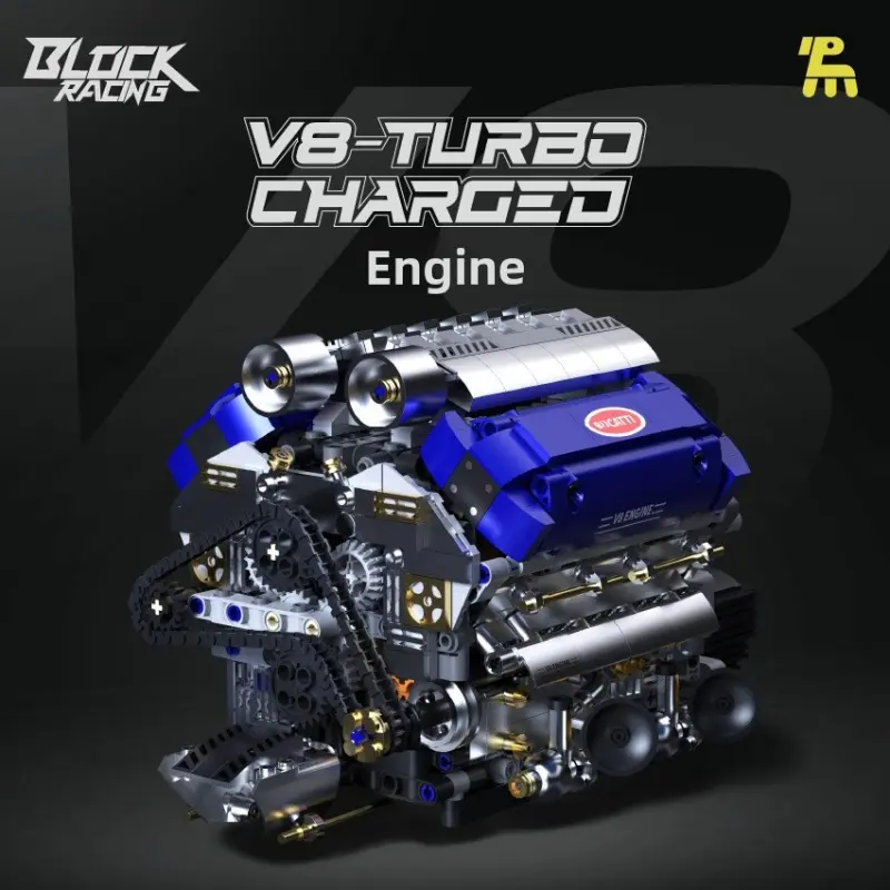 V12 supercar engine building block Diy Collectible Model racing car desktop decorative toy, movable connecting rod cylinder mechanical component kit, adult high-difficulty craft engine display decoration, suitable for car enthusiasts to give as a gift