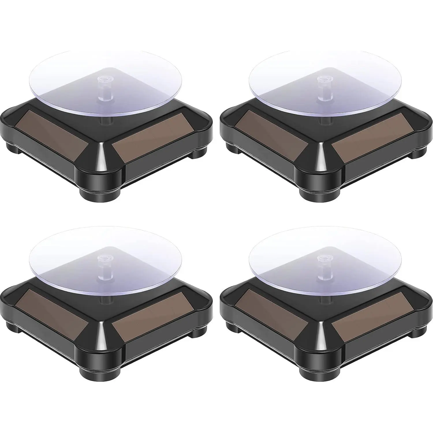 4 Solar Display Stand Turntable 360  Rotating Display Stand  Double Use Motorized Display Solar Rotating Automatic Revolving Platform for  Collection Displaying (Black)
