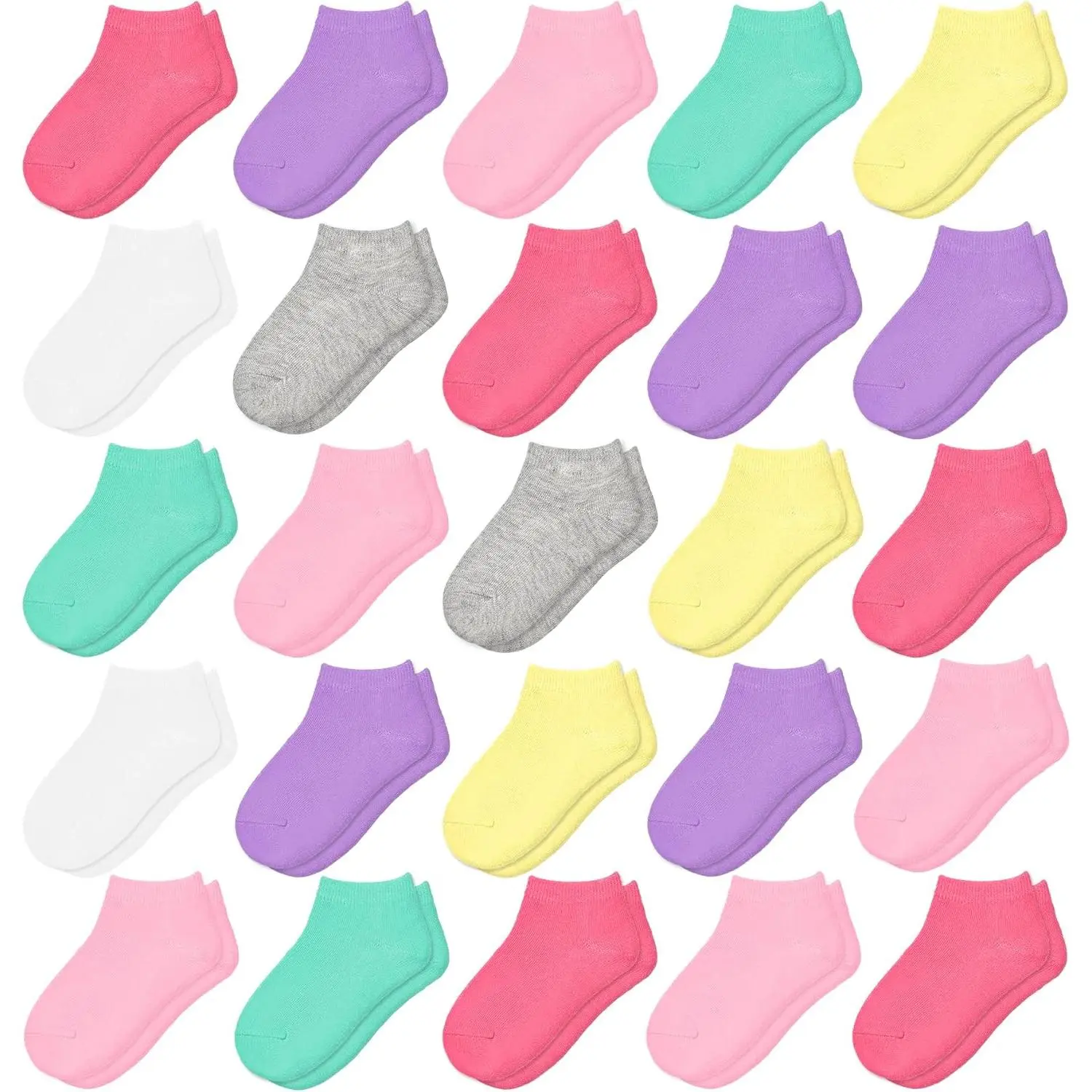 25 Pairs Toddler Girls Ankle Socks - Soft Low Cut  Kids Aged 1-14