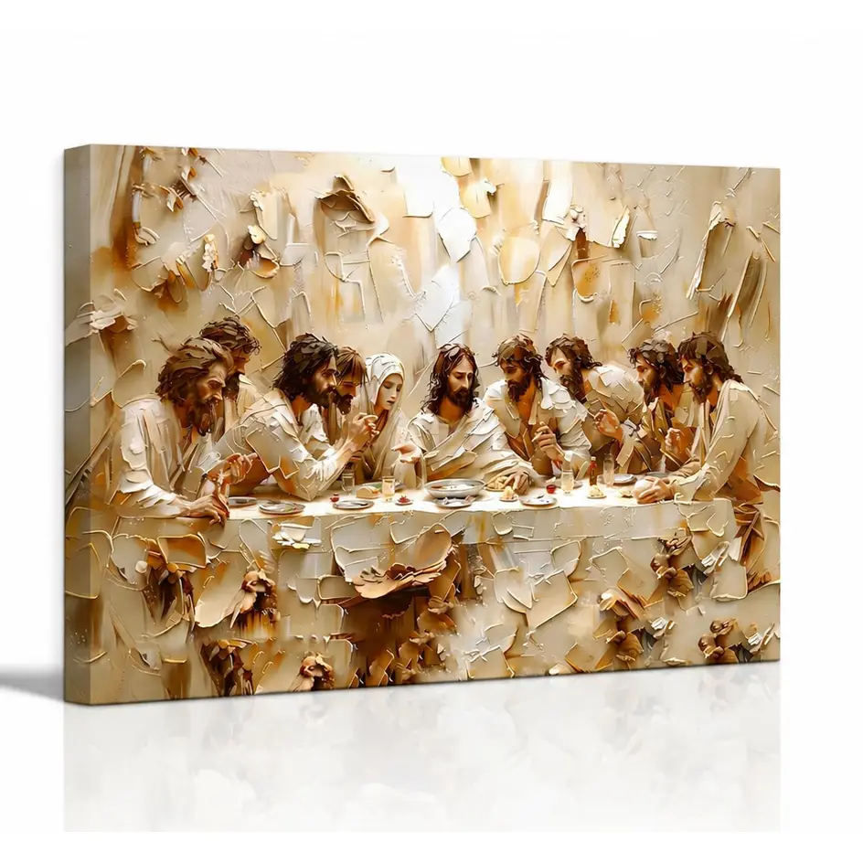Jesus Last Supper Canvas Wall Art - Christian Faith Bible Verse Print, Jesus & 12 Apostles Decor, Religious Gift for Living Room Church Home Supplies