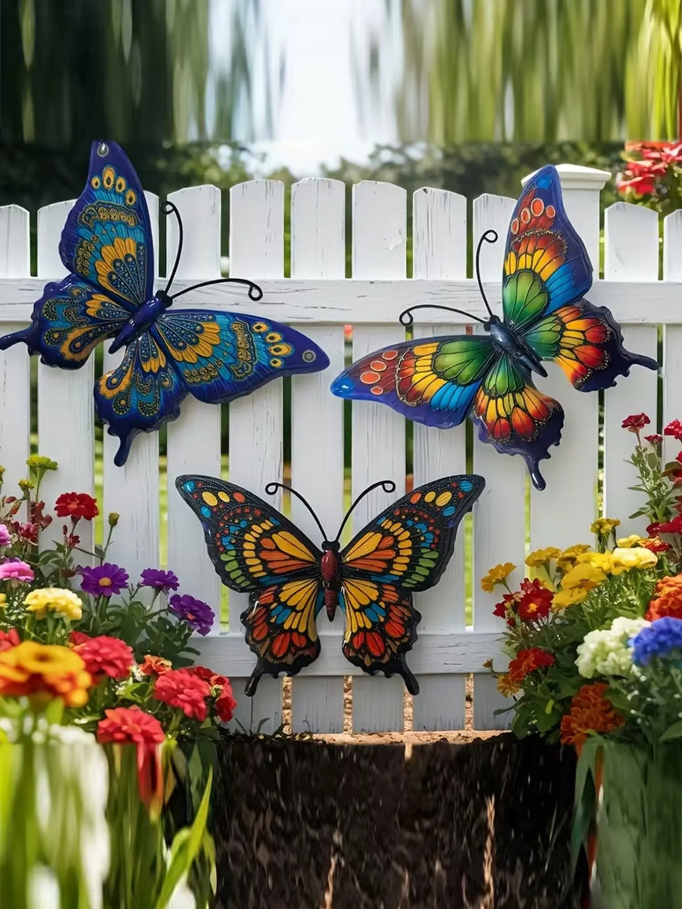 3-Piece Metal Butterfly Wrought Iron Wall Decoration, Home Decor for Living Room, Bedroom, Kitchen, Garden, Porch, Terrace, Bar