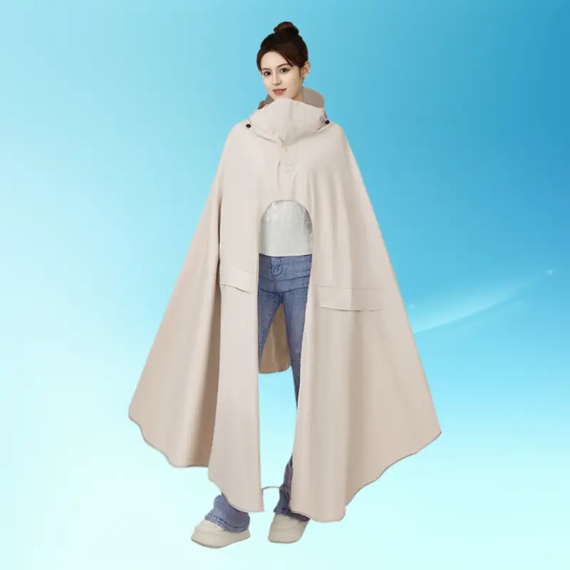 Unisex All-Seasons Single-Piece Extra-Large Thick PVC Integrated Full-Body Double-Person Stormproof Rain Poncho for Electric Scooters, Waterproof