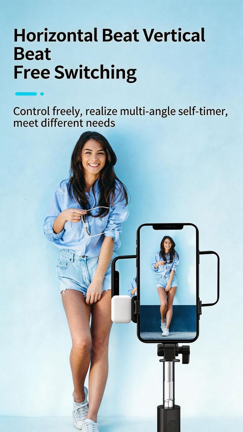 Foldable Bluetooth Selfie Stick Extendable Portable Multi-Function Tripod for iOS Android with Wireless Remote Shutter