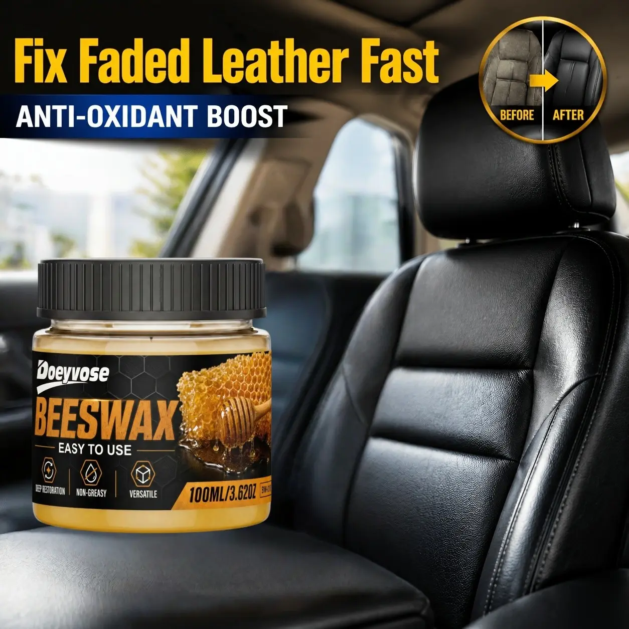 100ML Car Care Revitalizing Balm, Crack Prevention, Leather Polishing, Deep Repair Nourishment, Seat and Interior Restoration