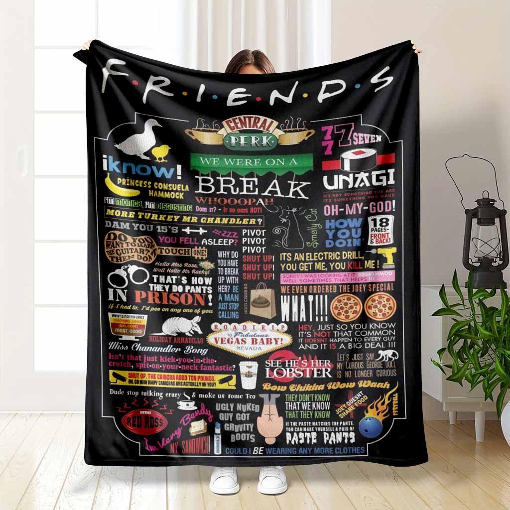 Friends Inspired Flannel Blanket Central Perk Quotes Print Soft Cozy Throw with Colorful Iconic Design Perfect for Sofa Bed Office Living Room TV Watching Gift Home Decor Suitable as a gift sizes 60*80,30*40 ,40*50 50*60