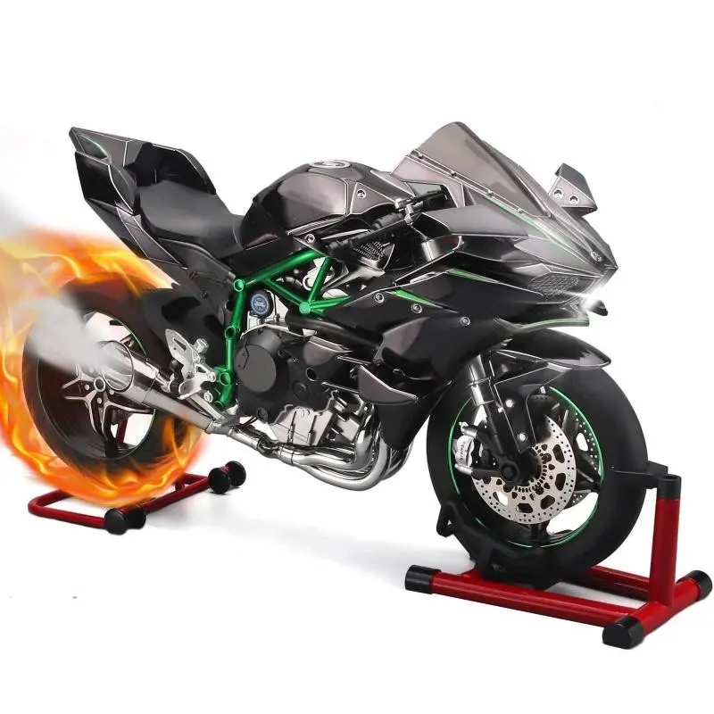 Dynamic Alloy Motorcycle Model, Startable, Smoke Exhaust, LED Lights, Shock Absorption, Front Wheel Pivot, Collectible Gift, Desktop Decor