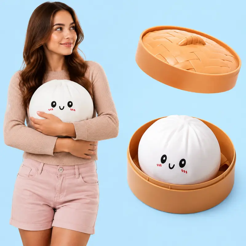Jumbo 10.6" Expressive Big Dumpling Squishy | Blind Box Surprise Bun Fidget Toy | Soft TPR Slow-Rising Stress Relief Sensory Toy | Random Style Unboxing Gift | Teens Adults Gift for Graduation & Holidays | Cute Desk & Anti-Stress Toy