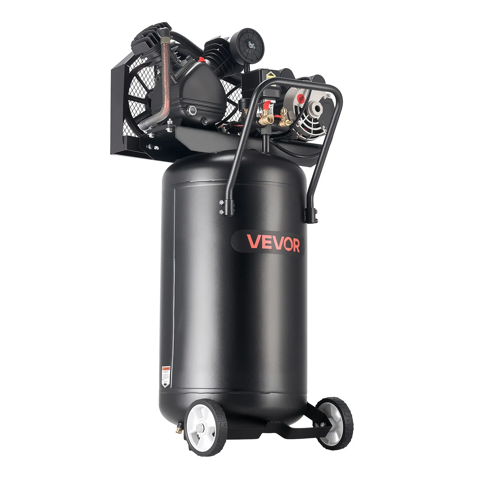 VEVOR 25-Gallon Air Compressor, 2HP 5.5 SCFM at 90PSI, Max 200PSI Pressure Oil-Lubricated Air Compressor Tank, Portable on Wheels for Auto Repair, Tire Inflation, Spray Painting, Woodwork Nailing, 12