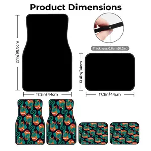 4pcs Dark Navy Base Tribal Elephant Auto Floor Liners, All Over Vintage Elephant Head Print, Non-slip Easy To Clean, Universal Car Foot Mats, Retro Exotic Vehicle Accessories, Perfect Birthday Holiday Present