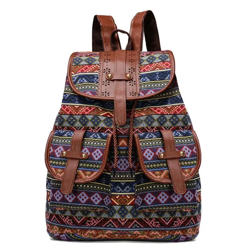 Women's Exotic Retro Backpack with Diamond Pattern, Large-Capacity Drawstring Rucksack for School and Casual Travel, Exotic Retro Design, Checkered Pattern, Retro Look