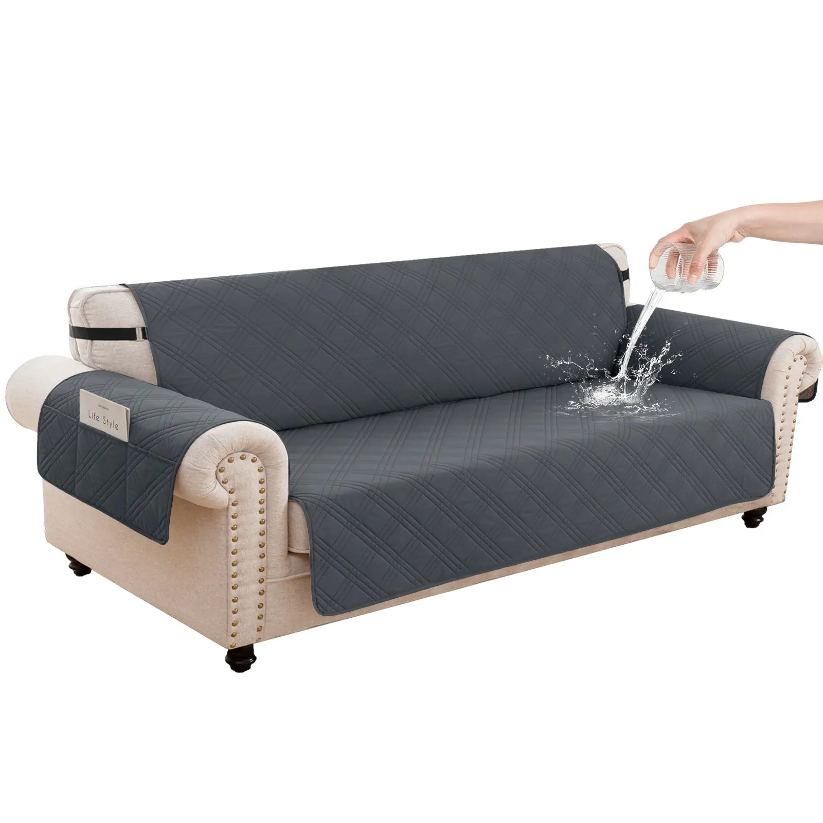 Waterproof Sofa Protective Pad, Anti Slip and Waterproof, Breathable Comfortable Fabric, Pet Friendly, Suitable for 1/2/3/4 Seat Sofas, Washable Couch Protector