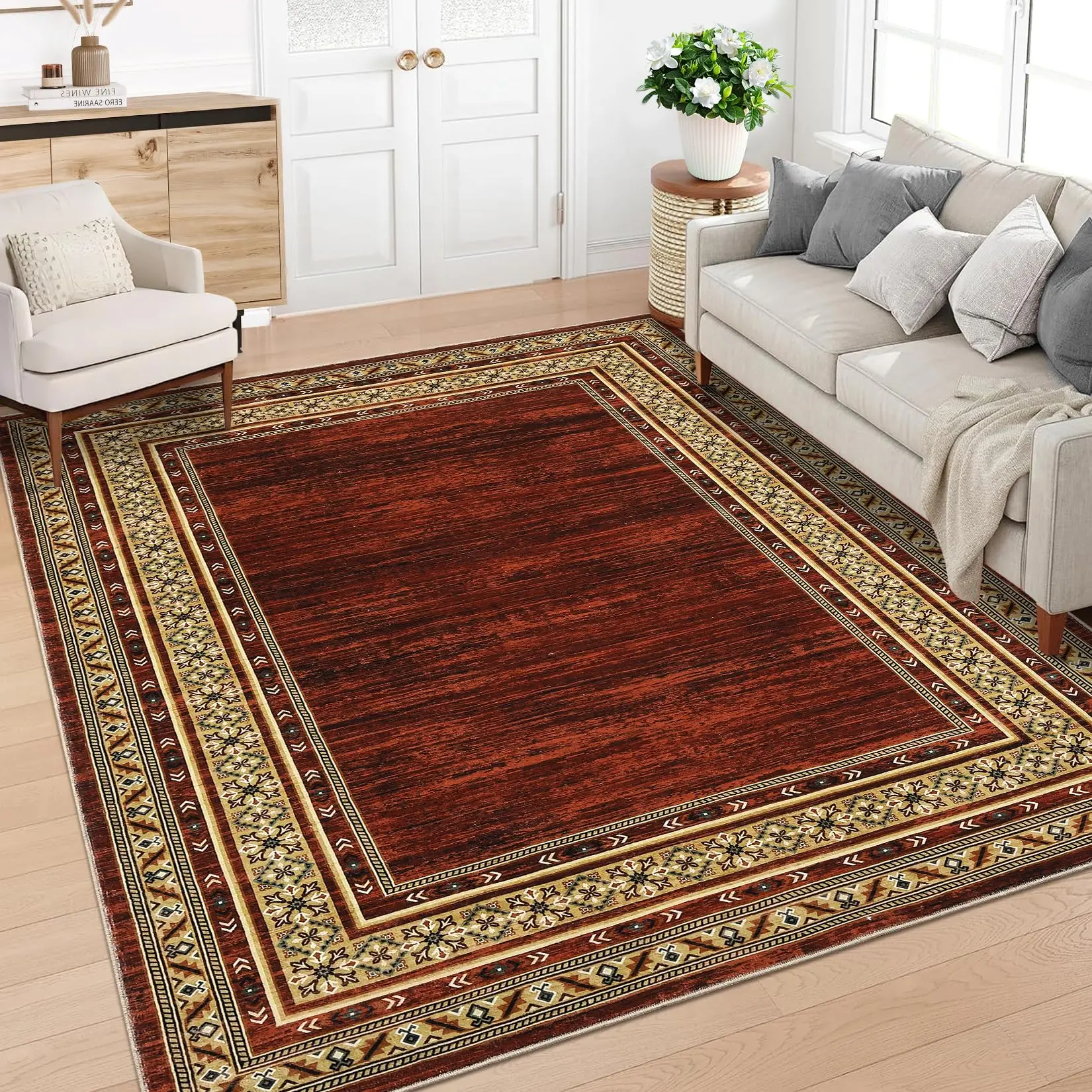 Garvee modern washable rug, soft, geometric rugs for living room, bedroom, girls, ultra-thin, non-slip, modern, large accent rug for dining room, kids room, playroom