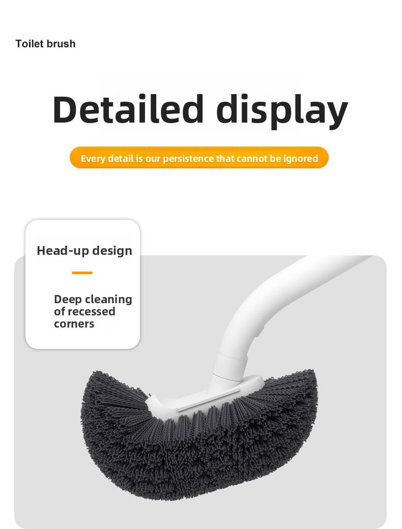 Home-use no-drill toilet brush with base, wall-mounted long-handled toilet brush, high-quality plastic wall-mounted toilet brush