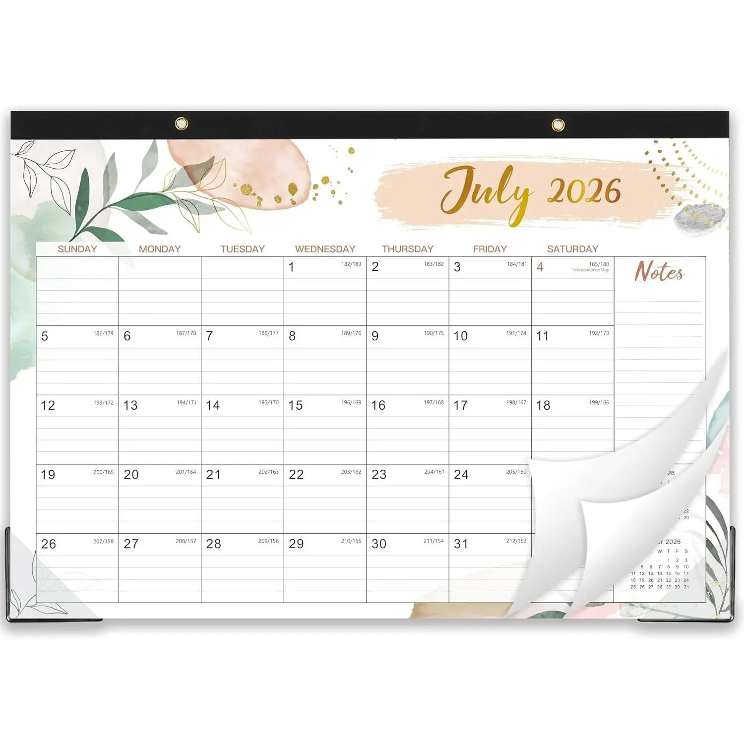 Desk Calendar 2026-2027 - 2026-2027 Desk Calendar 17x12, July 2026 - December 2027, 18 Monthly Desk/Wall Calendar Large 17" x 12", Monthly Desktop Desk/Wall Planner, Large Ruled Blocks, Notes, Thick Paper for Office &