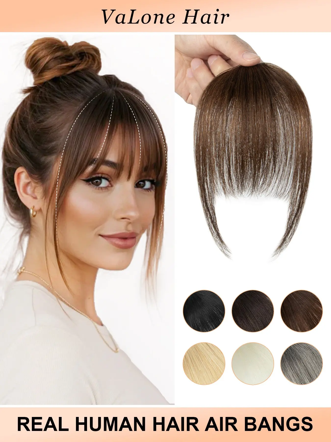 Women'S Clip-In Bangs & Frontal Hairpieces | Glueless Bangs, Natural Looking, Realistic Hairpiece, Straight Human Hair Fringe in Black/Gray/Brown/White, Hair Pieces Extensions