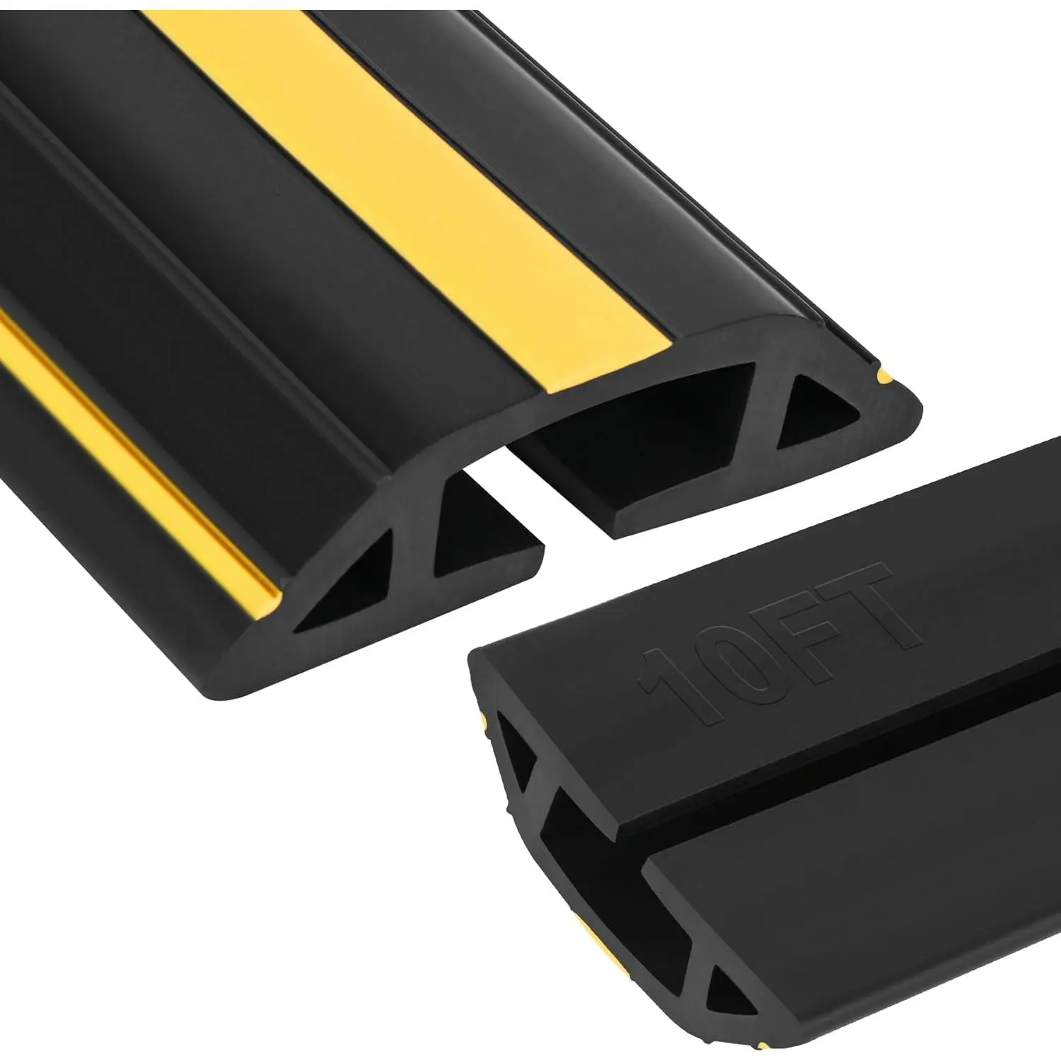 10Ft Cord Covers for Wires  Floor, 3- Heavy Duty Floor Cord Cover with Anti-Slip Base & Yellow  Strips, Extension Cord Covers for Floor, Ideal for , Office, Outdoor Use