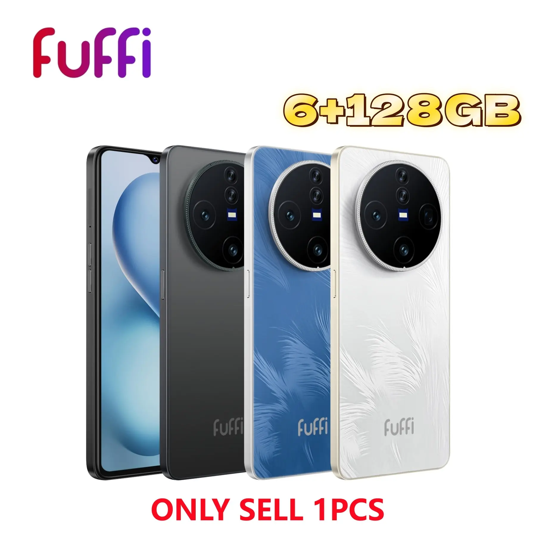 Fuffi Smart Phone, 6.53-Inch HD Screen, 6gb RAM 128GB ROM, 4g Network, Dual Sim, Octa-Core Processor, 4000mah Battery, 16mp Camera, Android System