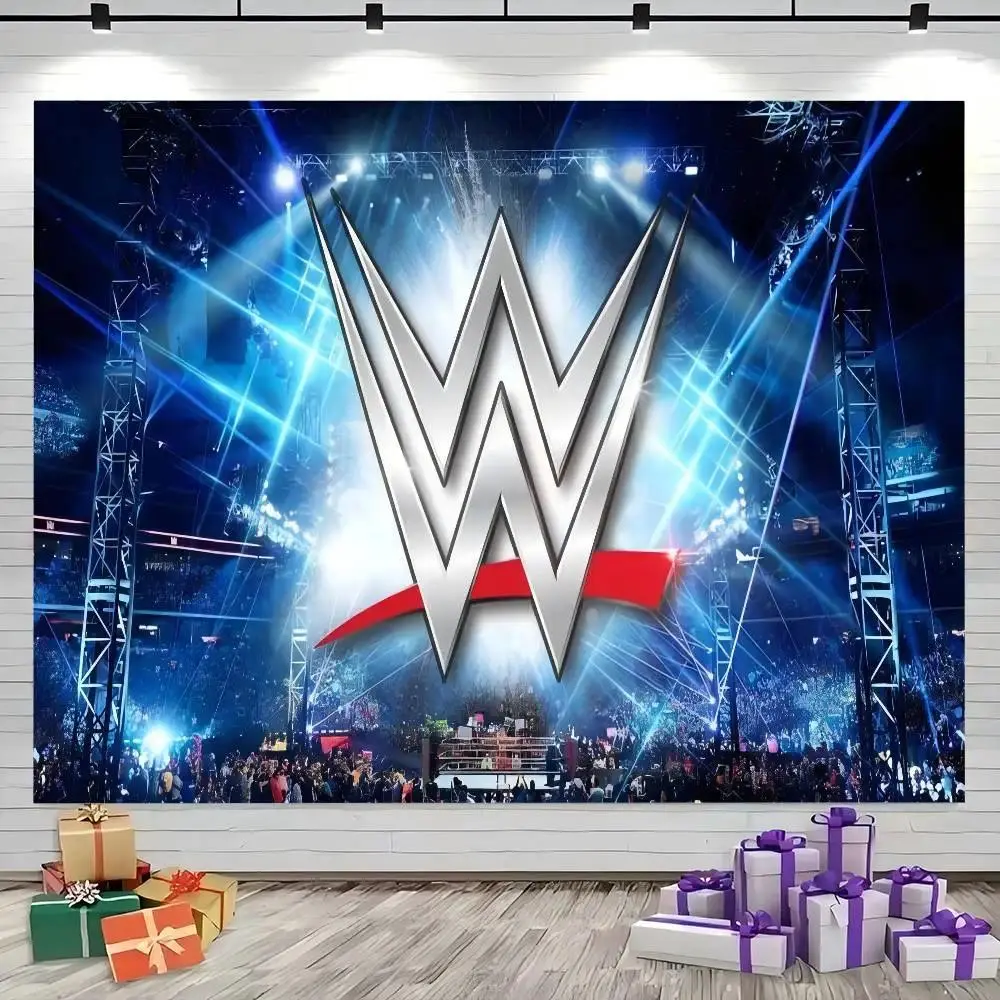 WWE Wrestling Star Polyester Backdrop Fabric Banner - Studio Tapestry, Sports Theme Party Decorations Banners, Hanging Photo Booth Wall Decor Gift for Father's Day, Wedding, Thanksgiving Indoor Outdoor Supplies