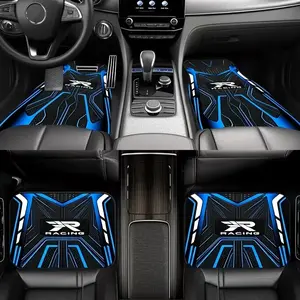 4pcs Fashionable Car Floor Mats, R Racing Design, Non-Slip Base, Fits Most Cars, Elegant Interior Decor, Perfect Gift for Halloween & Christmas, Automotive Floor Mats
