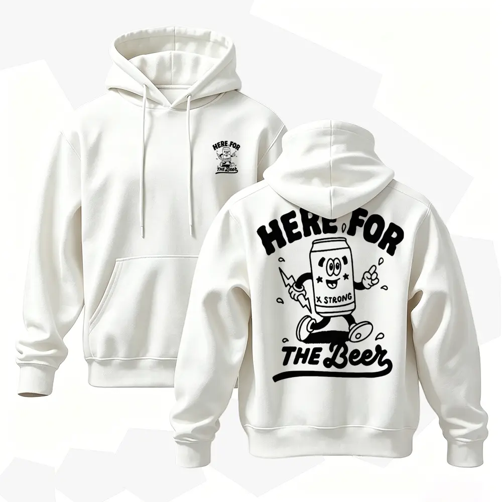 Men's Funny Beer Graphic Hoodie, Vintage Casual Pullover Sweatshirt, Party Lover Gift, Everyday Streetwear