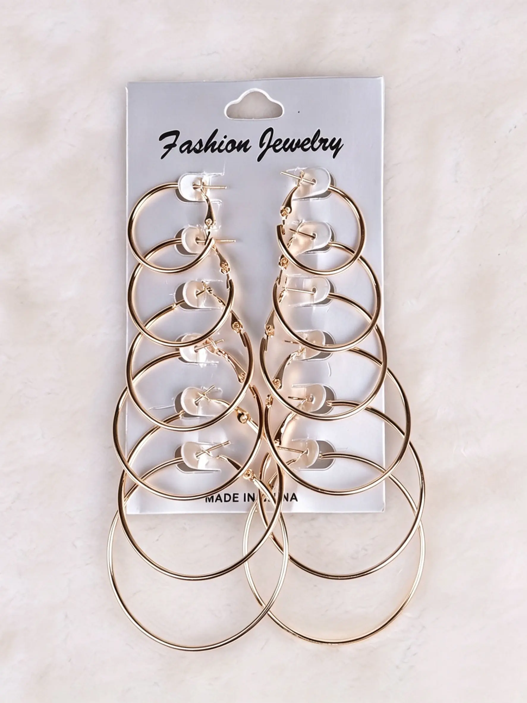 6 Pairs Gold Hoop Earrings Set, Multi Size Thin Large Small Circle Hoop Earrings for Women, Minimalist Gold Plated Open Hoops Jewelry Gift, Casual Earrings Set, Earring Pack