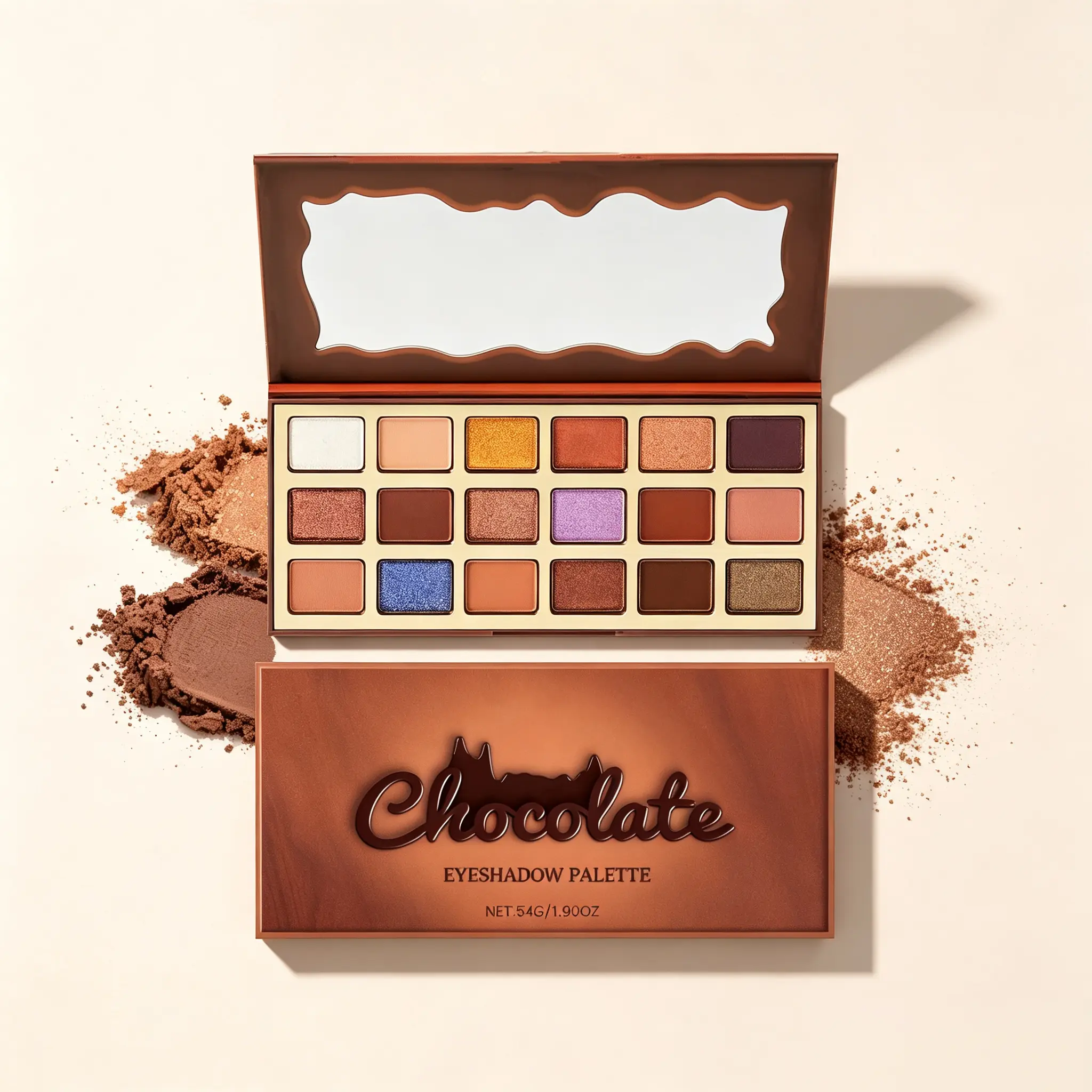 Chocolate Eyeshadow Palette, Cool Tone Earthy Shades, Lightweight Blendable Pigment, Daily Commute Makeup With Highlight