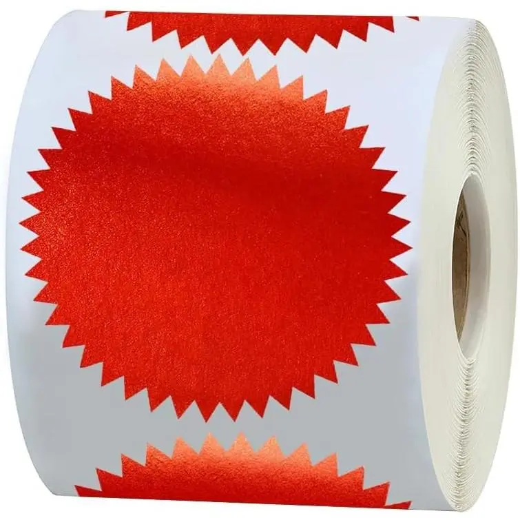 250 count Embossing Stickers Self Adhesive Label 2" Round Foil Blank Metallic  Certificate Seals Envelope Package Award (Red)