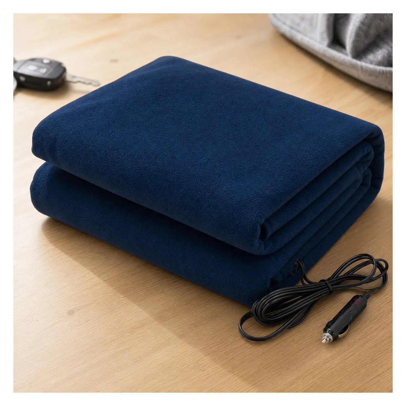 12V Electric Heated Blanket for Car, Truck, SUV & RV - Portable Heated Throw for Road Trips, Camping & Winter Emergencies - Cold Weather Travel Blanket (Navy)Gift