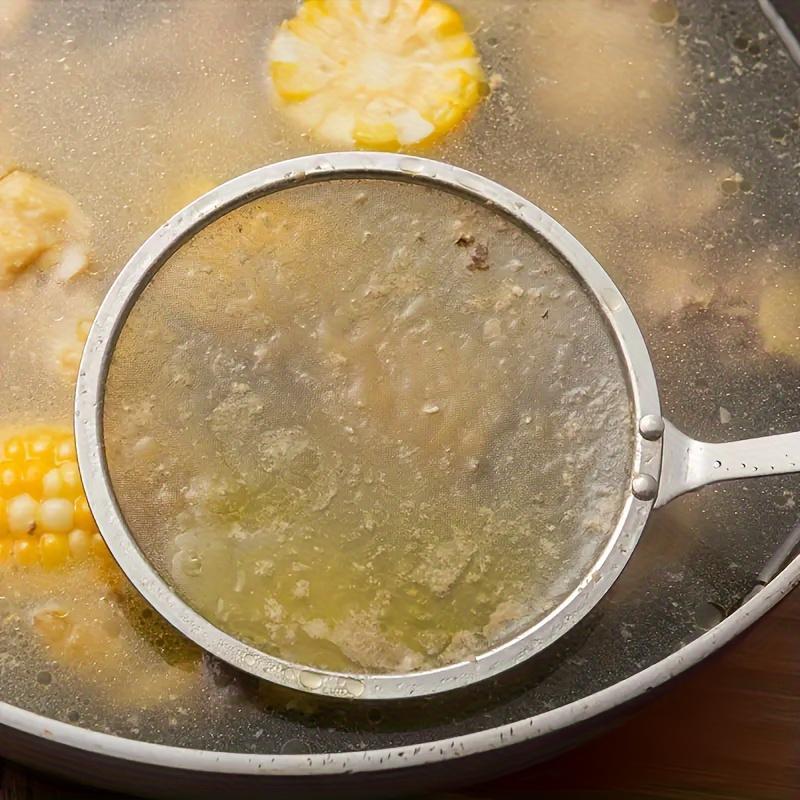 Hot Pot Skimmer- Stainless Steel Fine Mesh Strainer Skimming Grease and Foam, Long Handle Wire Mesh Strainer, Kitchen, Kitchen Supplies