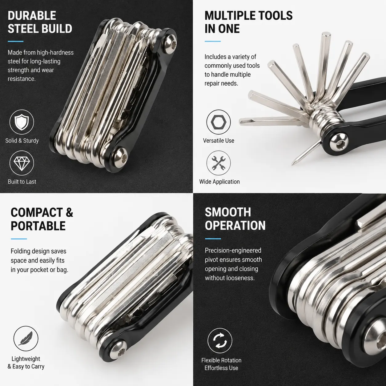 Professional Mountain Bike Repair Kit Featuring Color-Coded Aluminum Alloy Tools Including Chain Breaker, Hex Keys, Screwdrivers, Torx Bits, and Tire Levers for Comprehensive On-the-Go Maintenance