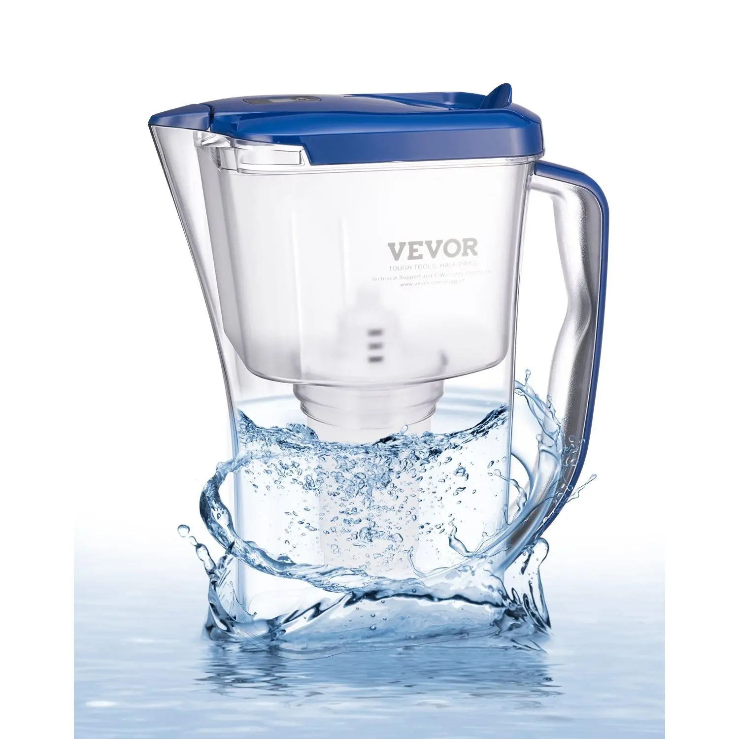 【DealsForYouDays】VEVOR Water Filter Pitcher, 9 Cup 5-stage Water Filter Dispenser, Fast Filtration System with Filter Change Indicator, No BPA, Lasts 3 Months or 40 Gallons, Reduces Limescale, Lead, Chlorine, Odors