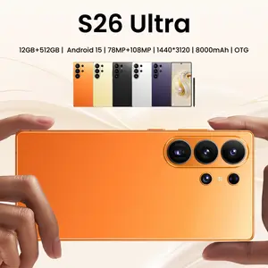 2026 S26 Ultra Unlocked 5G Android 15 Smartphone,12GB+512GB,6.99" HD Display,78MP+108MP Cam,8000mAh, Dual Card, Built-in Pen, Face Unlock, Case & Protector