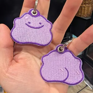 Ditto Butt Embroidered Tag Keychain - Mini Jet tag Keyring Purple Butto