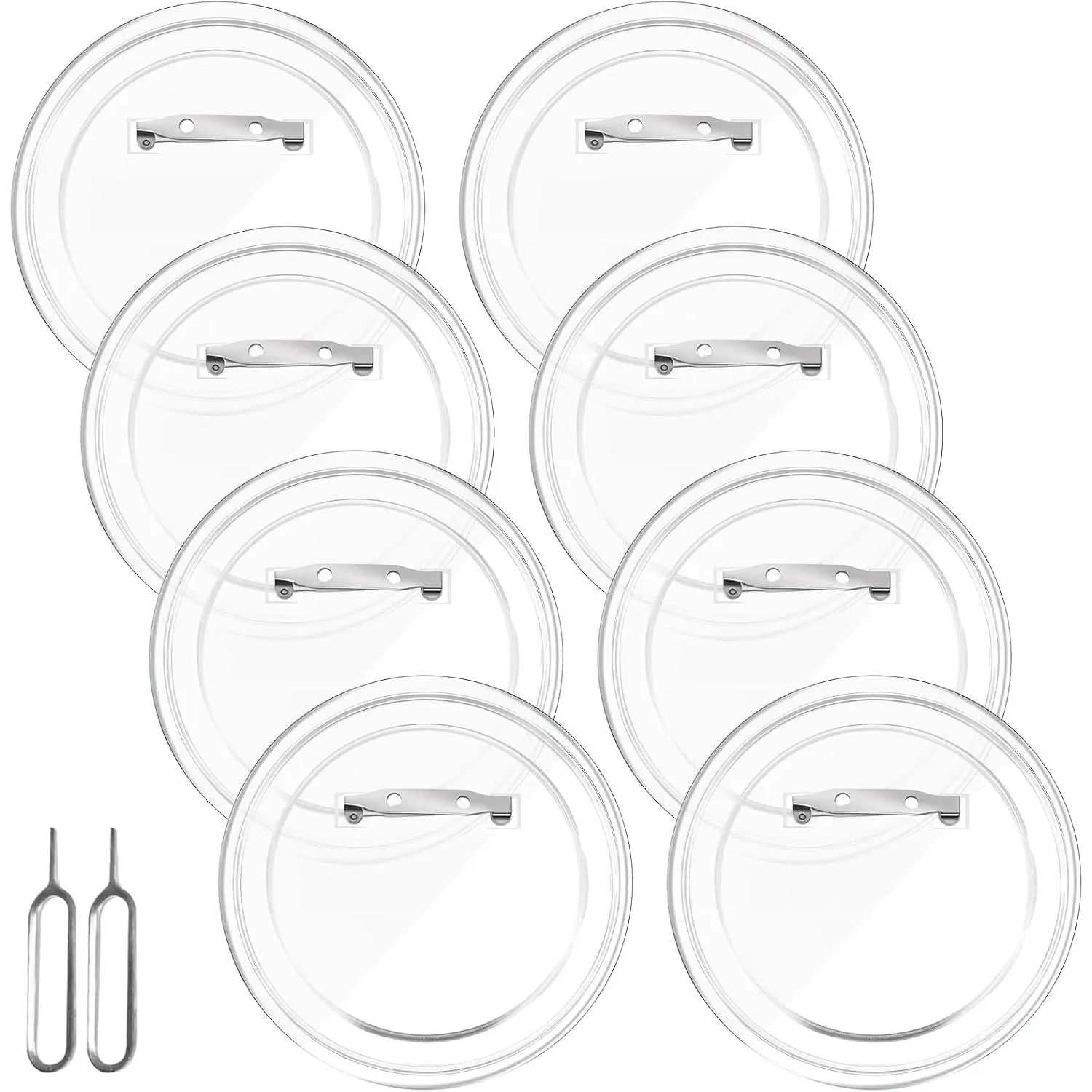 8 count Clear Button Pins, 75 mm/2.95 in  Blank Pins with 2 Card Pin, Round DIY Photo Badge Pins, Make Your Own Custom Photo Button Pin for Backpacks Jackets Hats Gifts DIY Craft