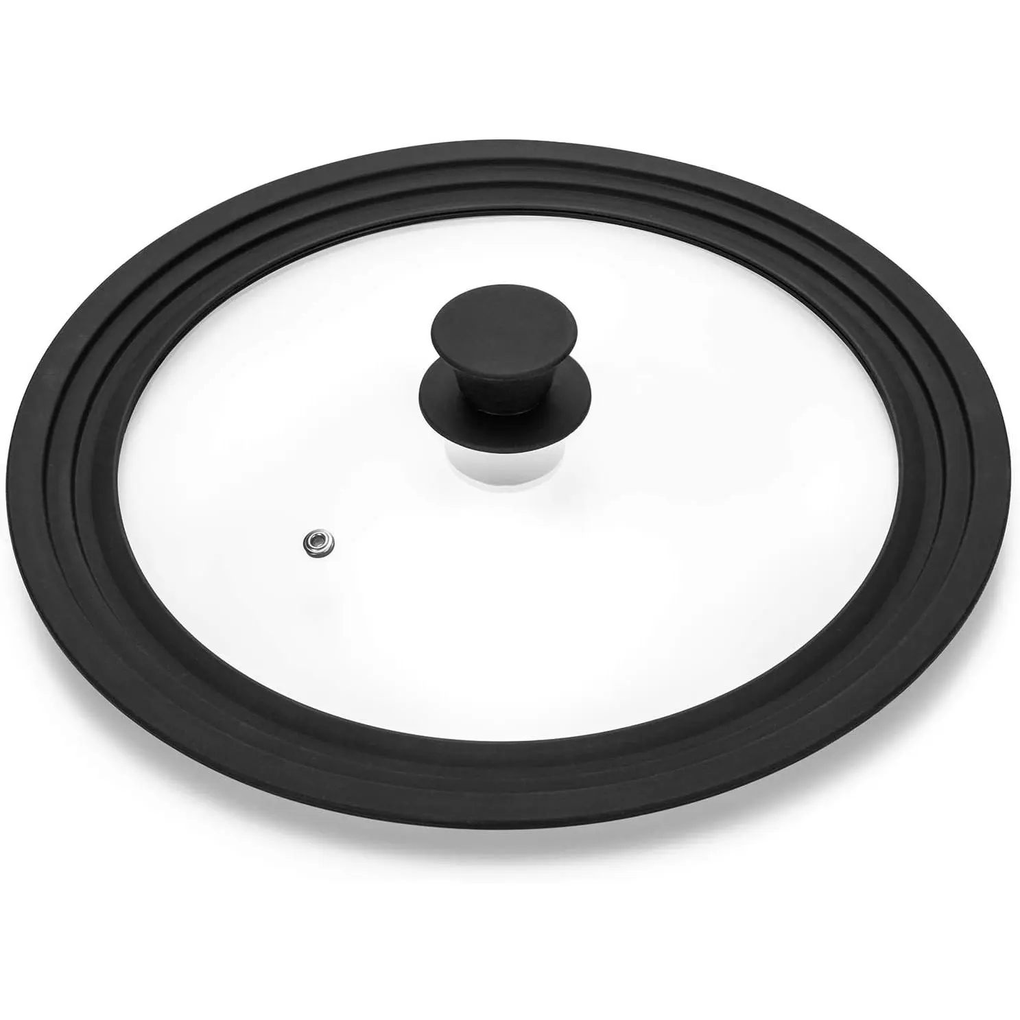 Universal Lid for Pots,Pans and Skillets - Tempered Glass with Heat Resistant Silicone Rim Fits 10.5", 11" and 12" Diameter Cookware,Black