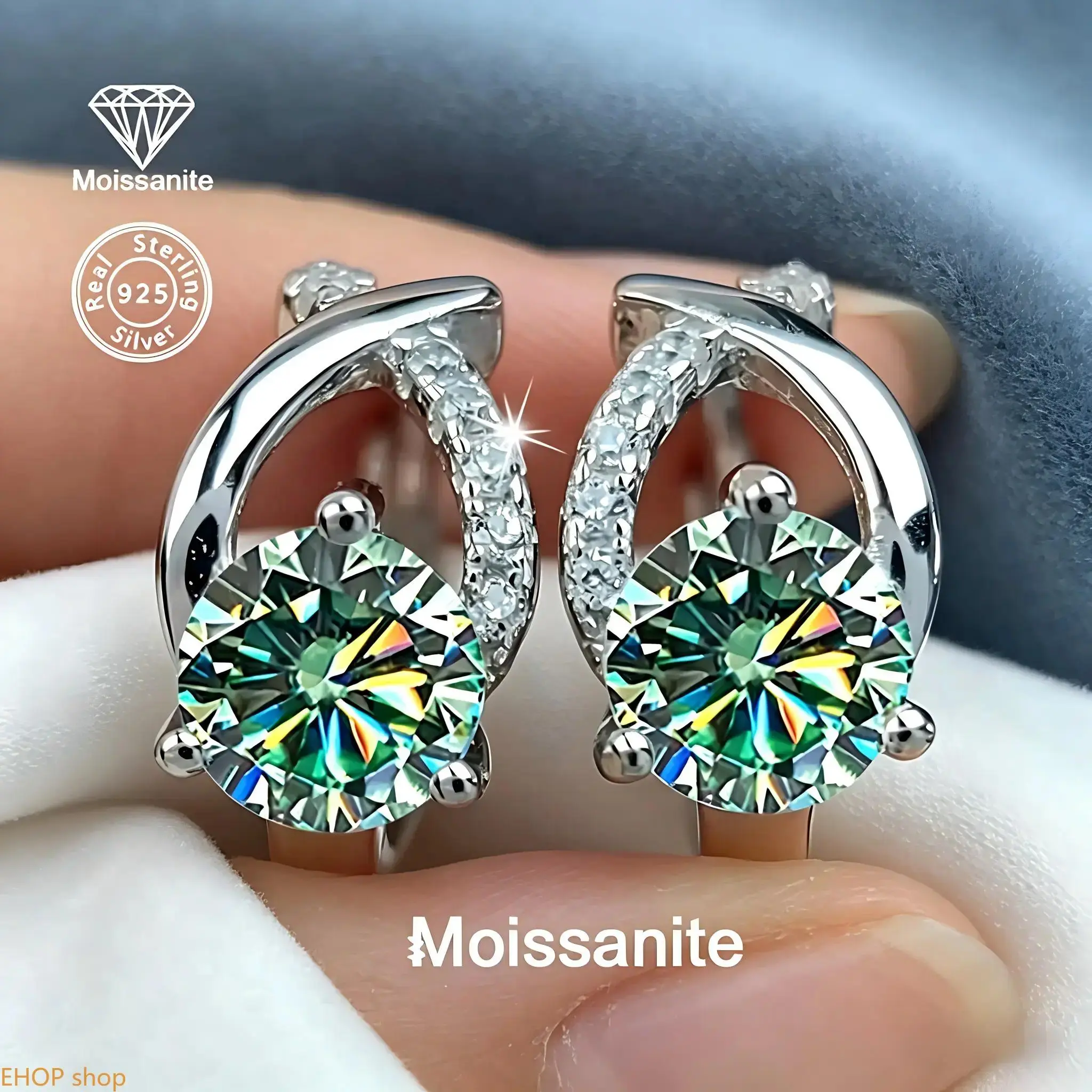 Sterling Silver 1ct Moissanite Dangle Earrings for Women, Fashion Versatile Jewelry for Birthday, New Year, Daily Wear, Vacation, Party, Wedding, Valentine's Day, Christmas, Halloween Gifts