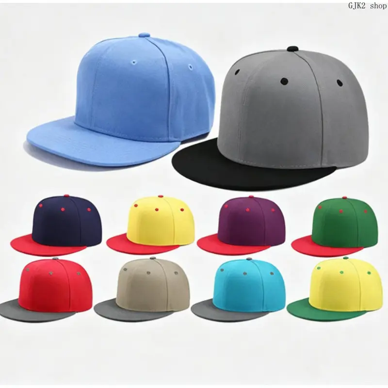 Blank Flat Brim Snapback Hat, Unisex Solid Color Baseball Cap with Adjustable Size, Breathable Fabric for a Hip Hop Look