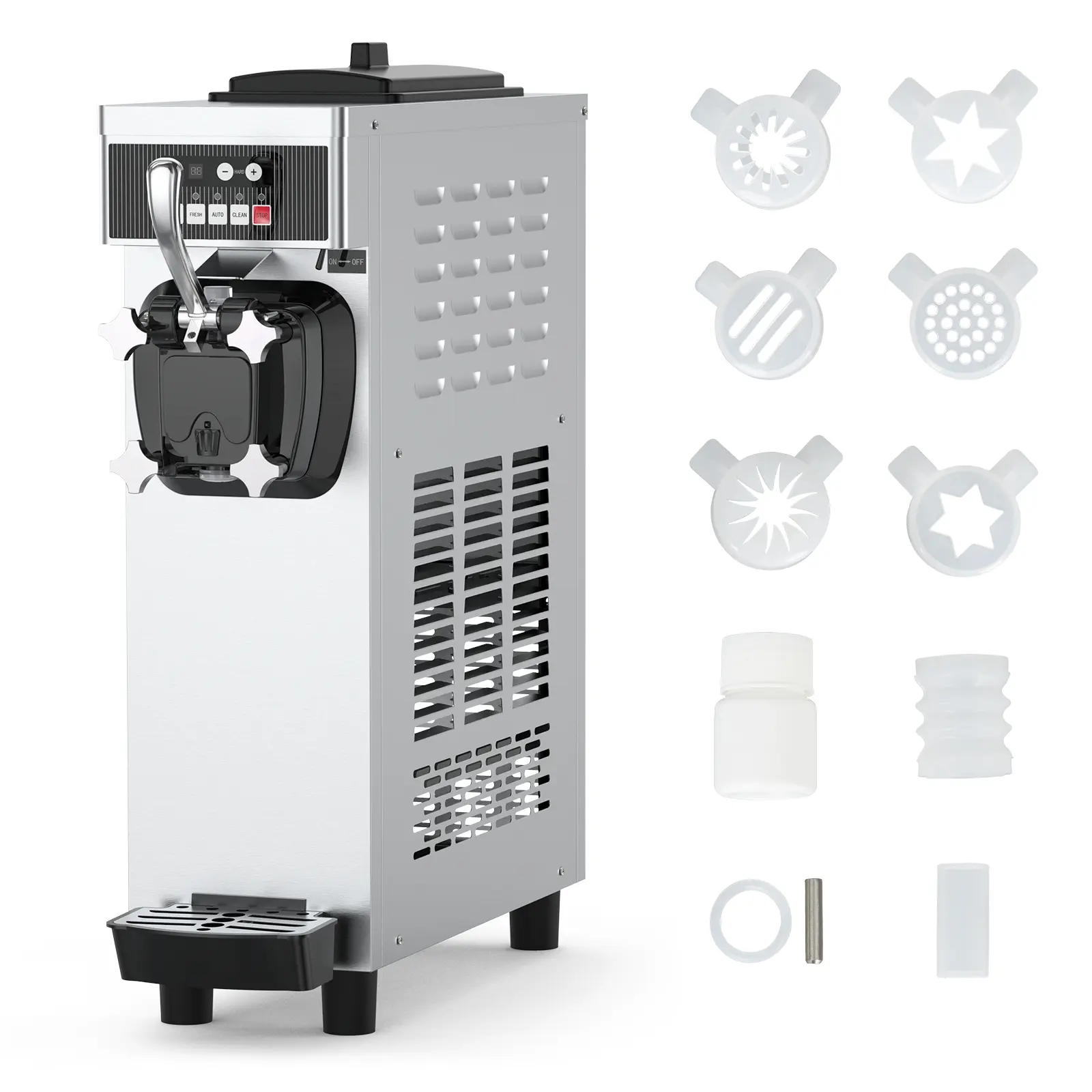 Commercial Soft Serve Ice Cream Machine – 1200W Power, 4.7-5.8 Gal/H Yield, 7L Shaver & 1.8L Cylinder, Single Flavor, Touchscreen & Auto Clean, Countertop – Perfect for Restaurants, Bars, Snack Shops