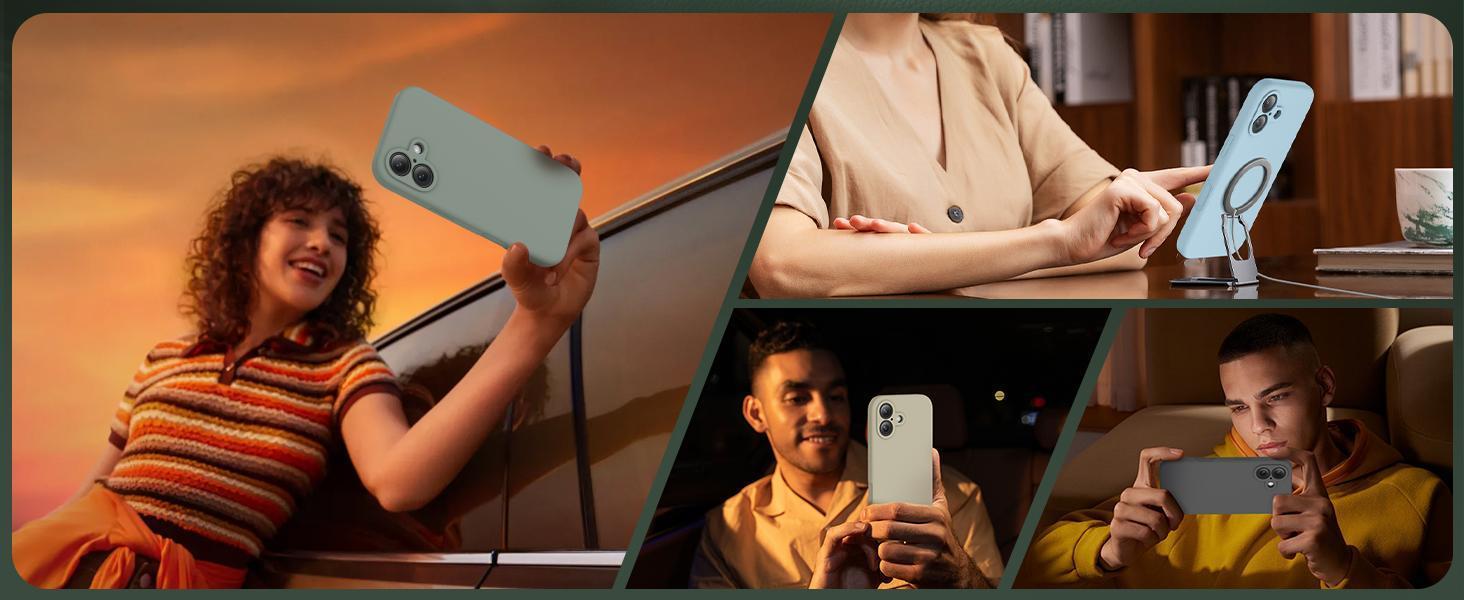 Magnetic for iPhone 17 Case, Compatible with MagSafe, [Integrated Silicone Camera Control Button] [Camera Protection] Anti-Scratch Microfiber Lining Phone Case, 6.3", Calke Green