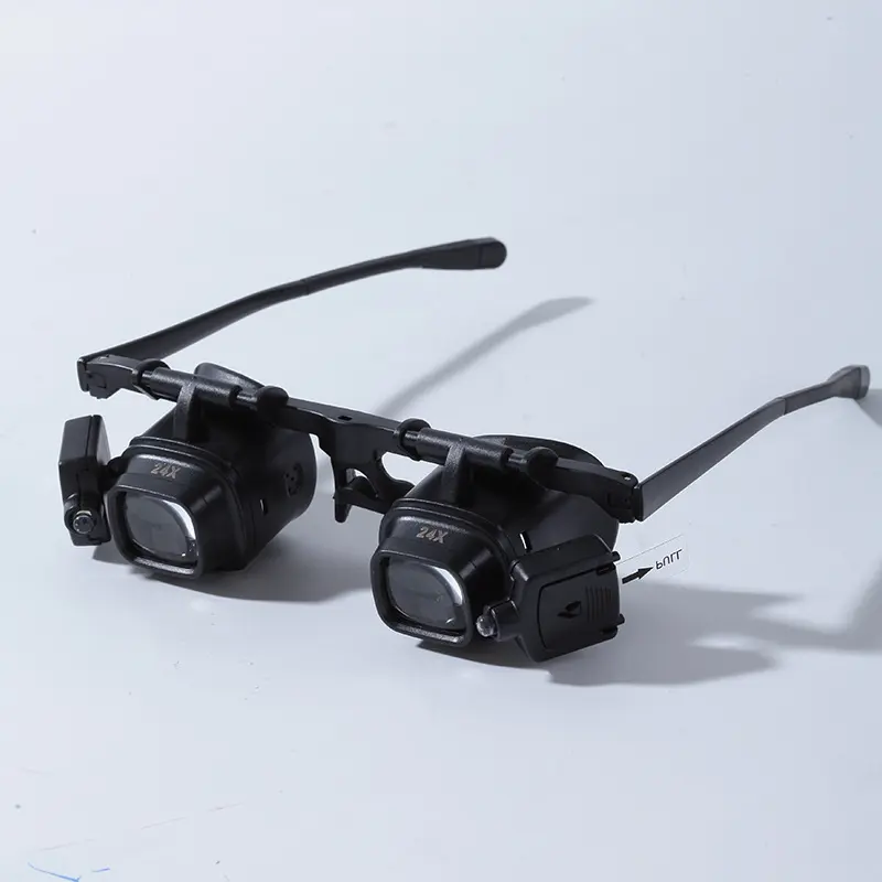 Hands-Free Head Mount Magnifying Glass with Built-in LED Light, Portable Eyewear Accessories with 24X Magnification for Watch Repair Work