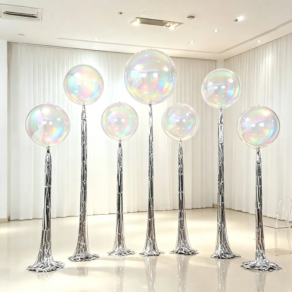Vibrant 4D Balloon Rain Curtain Set, Silver Color Rain Thread Curtains, Ideal for Birthday Party Decor, Wedding Decor, Indoor Decoration