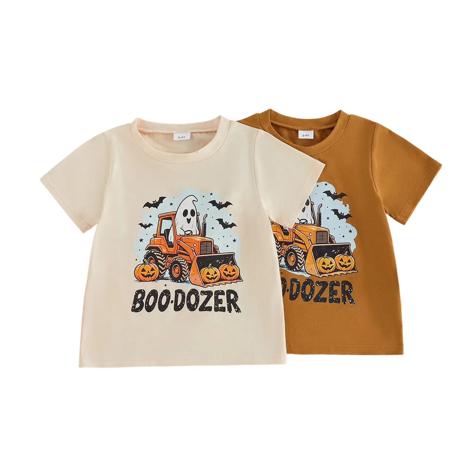 FOCUSNORM Toddler Baby Little Boys Halloween T shirt Cute Pumpkin Ghost Print Short Sleeve Tops Clothes 1-6 Years