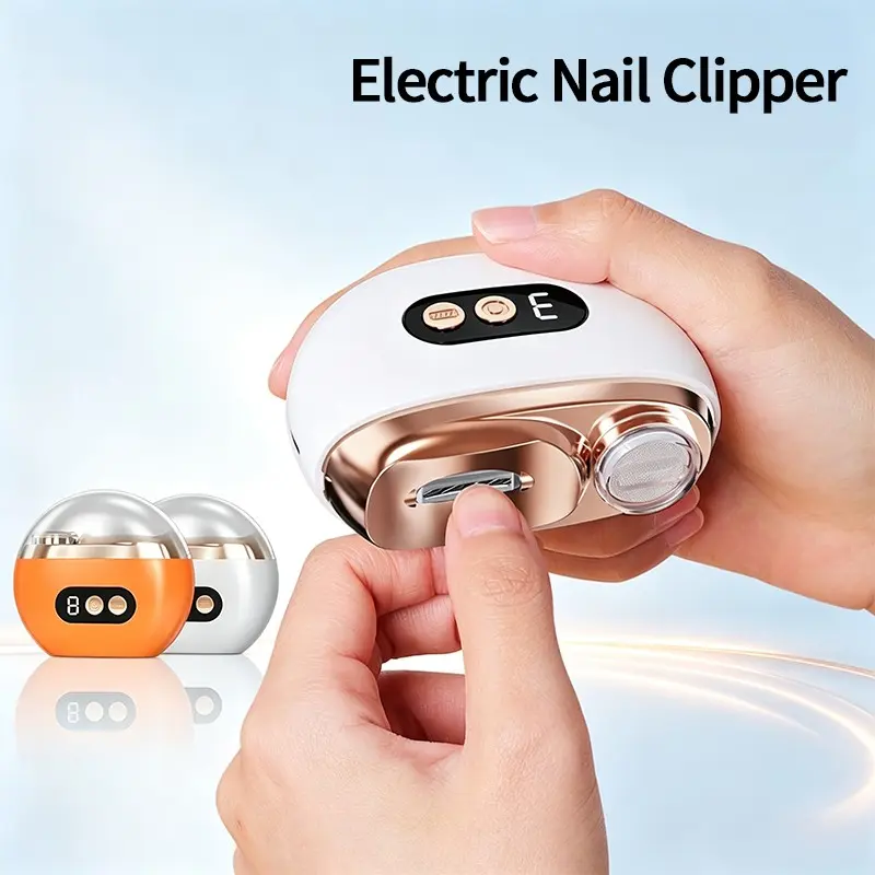 1 PC 2-in-1 Electric Nail Clipper Rechargeable Automatic Nail Trimmer & Polisher with LED Light Nail  Portable Low Noise Nail Care Tool for Fingernails & Toenails  Portable for middle-aged、elderly And children