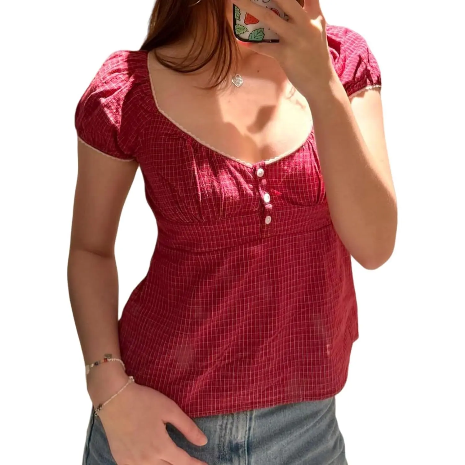 Women Fairy Grunge Y2K Shirts Summer Short Sleeve Lace Patchwork Tee Tops Vinatge E-Girls Aesthetic Clothes