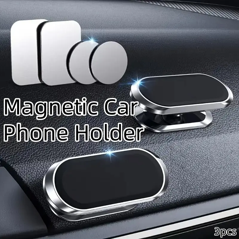 Magnetic Car Phone Holder 3-Pack, Strong Dashboard Mount, 360° Rotation, Stable Anti-Drop, Universal Fit for All Smartphones