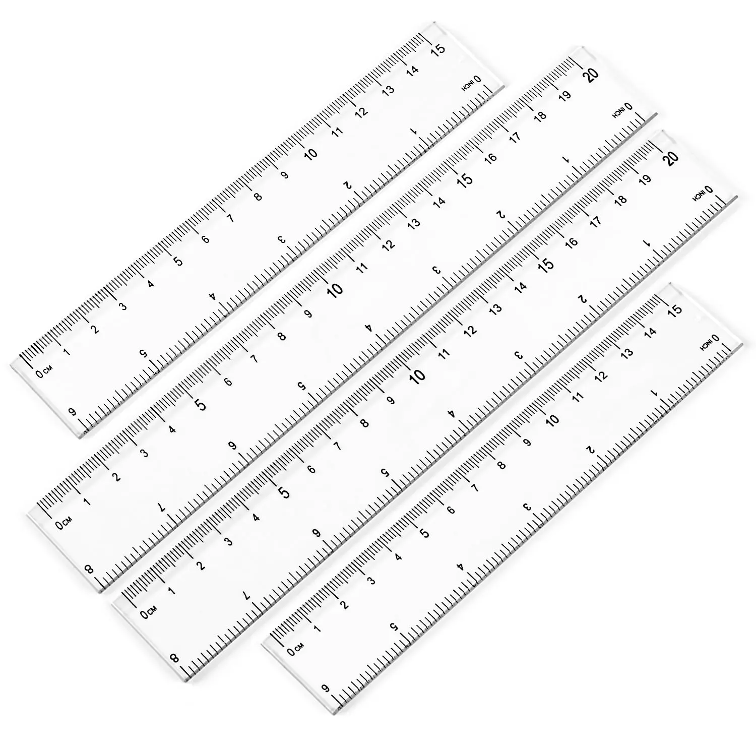 4 Pack Clear Plastic Rulers, 6 Inch & 8 Inch Straight Ruler Set, Transparent Metric & Inch Measuring Rulers for School, Office, , , Drafting and Craft